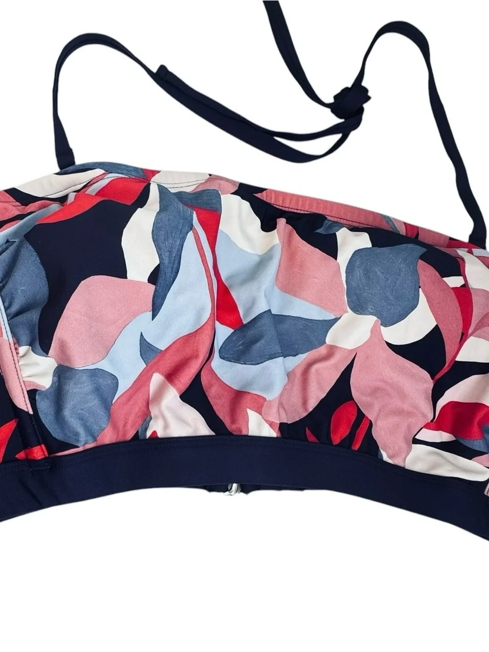 Kona Sol Abstract Floral Bikini Set High Waist Bottoms L Halter Bandeau Top XL